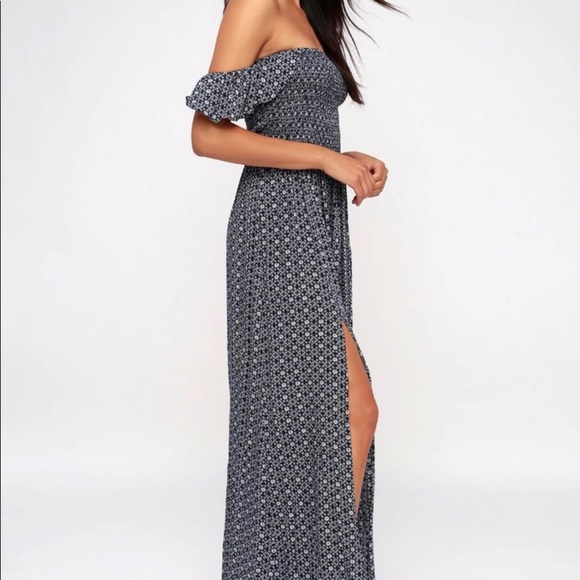 Lulu’s Catch the Sun Navy Blue Off Shoulder Maxi Dress - Picture 4 of 14